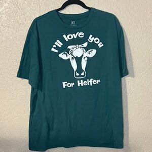 George Teal Short Sleeve Tee with Cow Graphic